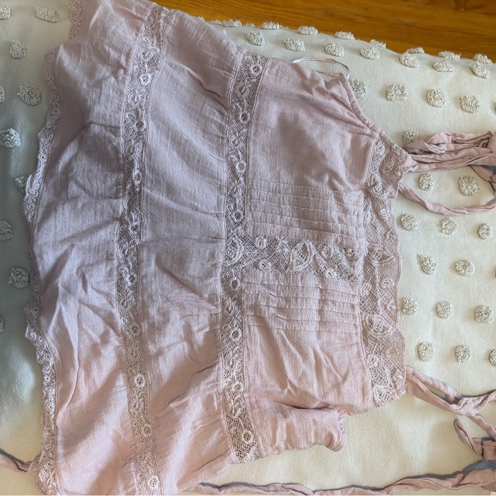 Zara Pink Lace Trim Sleeveless Tank Top